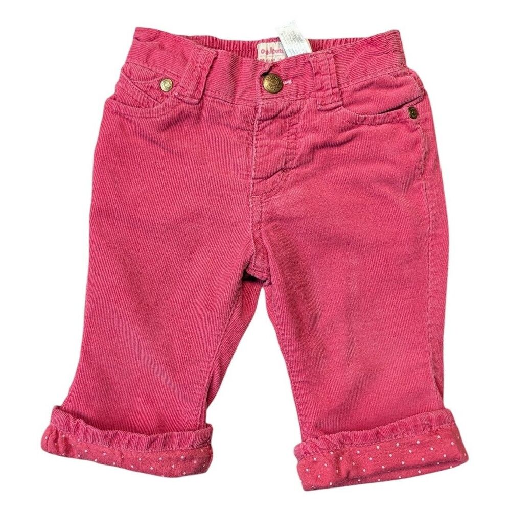 Vintage Oshkosh Pink Corduroy Lined Pants Embroidered Heart Pockets 9m
